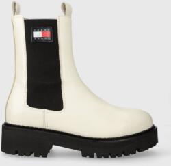 Tommy Jeans bőr bokacsizma TJW URBAN CHELSEA fehér, női, platformos, EN0EN02298 - fehér Női 40