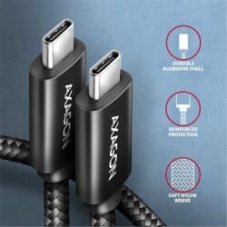 AXAGON Cable USB AXAGON BUCM2-CM10AB, CHARGE cable USB-C - USB-C, 1m, Hi-Speed ? ? USB, PD 240W 5A, ALU, braided, black