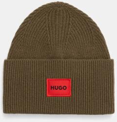 HUGO gyapjú sapka bézs, gyapjú - zöld Univerzális méret