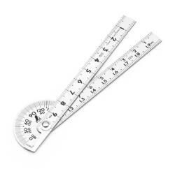 SHINWA japán rozsdamentes acél 180°-os szögmérő vonalzóval - 200 mm