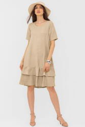 Pierino Rochie bej A line midi, cu doua volane poale, din in mercerizat si vascoza S/M