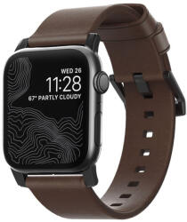 Nomad bőrszíj , Apple Watch 42/ 44/ 45/ 46 /49 mm - barna/fekete csat (OS-00491)