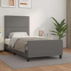 vidaXL Cadru de pat cu tăblie, gri, 100x200 cm, piele ecologică (3125498) - comfy
