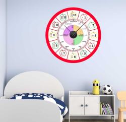 4 Decor Sticker ceas de perete educativ - Rosu