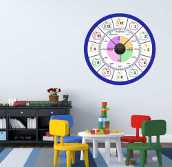 4 Decor Sticker ceas de perete educativ - Albastru