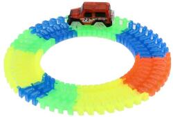 Teddies Sötétben világító pálya + akkumulátoros autó, műanyag, 57 db, hossza 72 cm (TD00850834)