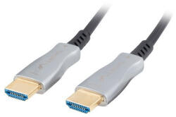 Lanberg Nagy sebességű aktív optikai kábel Ethernet 2.0-val, 4K@60Hz, M/M, hossza 100 m, fekete, aranyozott csatlakozókkal (CA-HDMI-20FB-1000-BK)