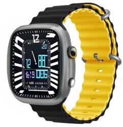 DEVIA Apple Watch Series 5 40mm deluxe sport pótszíj (kicsi, szilikon, állítható, hullám) fekete/citromsárga (GP-160662)