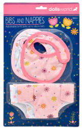 Dolls World 2 db textil pelenka és 2 db előke (78606)