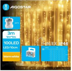 Aigostar Instalație LED de Crăciun de exterior Aigostar 100xLED/8 funcții 3xAA 4x1m IP44 alb cald (AI1352)