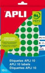 APLI 10 mm kör, kézzel írható etikett, zöld 1008 darab (LCA2733) (LCA2733)