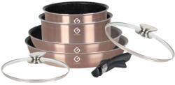 Grunberg Set vase Grunberg 7 piese, 4 vase compatibile cu plita inductie, 2 capace sticla, 1 maner detasabil, Auriu (GR2719G)