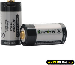 KeepPower RCR123A akkumulátor 2 db 1000mAh microUSB KeepPower