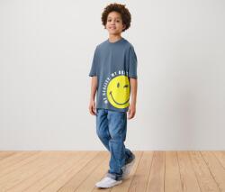 Tchibo 2 /Smiley gyerekpóló 1x melírozott szürke, sárga nyomott mintával, 1x füstkék sárga-fehér nyomott mintával 158/164