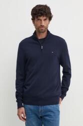 Tommy Hilfiger pamut pulóver könnyű, sötétkék, félgarbó nyakú, MW0MW37331 - sötétkék M