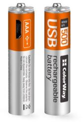 ColorWay AAA elem, CW-UBAAA-01 Rechargeable Battery micro USB 400 mAh 1.5V (2pcs. ) (CW-UBAAA-01)