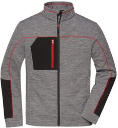 James & Nicholson Férfi fleece pulóver JN1818 - Sötétszürke melírozott / fekete / piros | XS (1-JN1818-1799792)