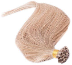 HairExtensionShop Keratinos U-TIP Emberi Póthaj Hőillesztéshez Világos Aranyszőke 60cm (Szín #18) (RUT6018)