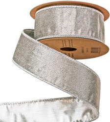 Ezüst bársony szalag drótos szegéllyel 38mm x 5m (DV038-98)