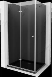 Mexen Lima harmonika-ajtós zuhanykabin 90 x 100 cm, Sötétszürke, Króm + zuhanytálca Flat, Fekete - 856-090-100-01-40-4070 (856-090-100-01-40-4070)