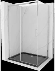 Mexen Omega tolóajtós zuhanykabin 100 x 80 cm, Átlátszó, Króm + zuhanytálca Flat, Fekete - 825-100-080-01-00-4070 (825-100-080-01-00-4070)