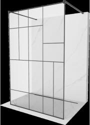Mexen Kioto szabadonálló zuhanyfal 140 x 200 cm, Átlátszó/Fekete minta 8 mm, Fekete - 800-140-002-70-78 (800-140-002-70-78)
