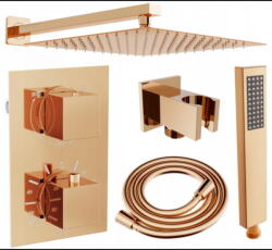 Mexen Cube DR02 beépíthető zuhany szett z fejzuhany 30 cm, Rózsaszín-arany - 77502DR0230-60 (77502DR0230-60)