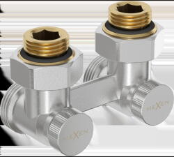 Mexen kétcsöves radiátorszelep DN50, sarok 1/2"x3/4", nikkel - W911-012-01 (W911-012-01)