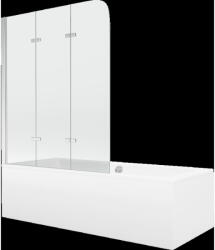 Mexen Cube téglalap alakú kád 170 x 80 cm és burkolattal és 3 szárnyas kádparavánnal 120 cm, Átlátszó, Króm - 550517080X90120301 (550517080X9012030100)