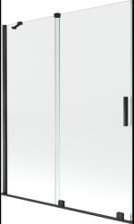 Mexen Velar 2 szárnyas kádparaván mozgatható 140 x 150 cm, Átlátszó, Fekete - 896-140-000-01-70 (896-140-000-01-70)