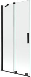 Mexen Velar 2 szárnyas kádparaván mozgatható 95 x 150 cm, Átlátszó, Fekete - 896-095-000-01-70 (896-095-000-01-70)