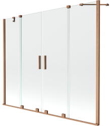 Mexen Velar Duo 2 szárnyas kádparaván mozgatható 180 x 150 cm, Átlátszó, szálcsiszolt réz - 896-180-000-02-65 (896-180-000-02-65)