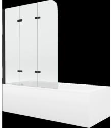 Mexen Vega téglalap alakú kád 150 x 70 cm borítással és 3-szárnyú paravánnal 120 cm, átlátszó, fekete - 550115070X9012037000 (550115070X9012037000)