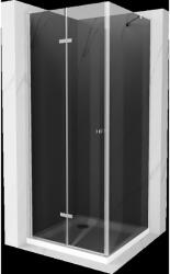 Mexen Lima harmonika-ajtós zuhanykabin 70 x 70 cm, Sötétszürke, Króm + zuhanytálca Flat, Fehér - 856-070-070-01-40-4010 (856-070-070-01-40-4010)