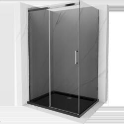 Mexen Omega tolóajtós zuhanykabin 100 x 80 cm, Sötétszürke, Króm + zuhanytálca Flat, Fekete - 825-100-080-01-40-4070 (825-100-080-01-40-4070)