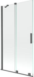 Mexen Velar 2 szárnyas kádparaván mozgatható 100 x 150 cm, Átlátszó, szálcsiszolt gun gray - 896-100-000-01-66 (896-100-000-01-66)