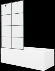 Mexen Cubik 150 x 70 cm téglalap alakú kád burkolattal és 1 szárnyas kádparavánnal 100 cm, Fekete minta - 550315070X9510007077 (550315070X9510007077)