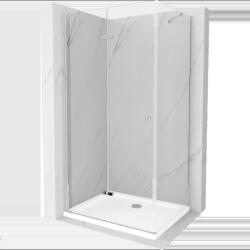 Mexen Lima harmonika-ajtós zuhanykabin 120 x 90 cm, Átlátszó, Króm + zuhanytálca Flat - 856-120-090-01-00-4010 (856-120-090-01-00-4010)