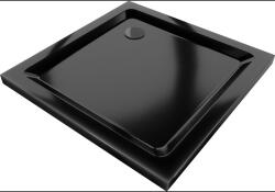 Mexen Flat négyzet alakú slim zuhanytálca 90 x 90 cm, Fekete, szifon Fekete - 40709090B (40709090B)