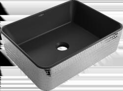 Mexen Catia munkalapi mosdó 48 x 37 cm, fekete matt/Ezüst pikkely minta - 21314872 (21314872)