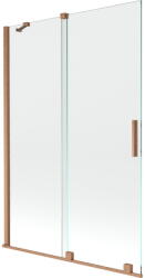 Mexen Velar 2 szárnyas kádparaván mozgatható 120 x 150 cm, Átlátszó, szálcsiszolt réz - 896-120-000-01-65 (896-120-000-01-65)