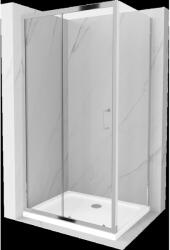 Mexen Apia tolóajtós zuhanykabin 140 x 70 cm, Átlátszó, Króm + zuhanytálca Flat - 840-140-070-01-00-4010 (840-140-070-01-00-4010)