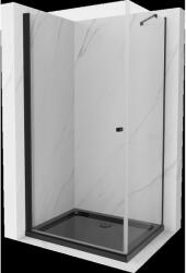 Mexen Pretoria nyílóajtós zuhanykabin 70 x 110 cm, Átlátszó, Fekete + zuhanytálca Flat, Fekete - 852-070-110-70-00-4070B (852-070-110-70-00-4070B)