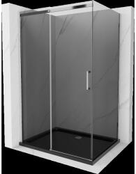 Mexen Omega tolóajtós zuhanykabin 120 x 80 cm, Sötétszürke, Króm + zuhanytálca Flat, Fekete - 825-120-080-01-40-4070 (825-120-080-01-40-4070)