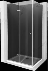 Mexen Lima harmonika-ajtós zuhanykabin 100 x 110 cm, Sötétszürke, Króm + zuhanytálca Flat, Fehér - 856-100-110-01-40-4010 (856-100-110-01-40-4010)