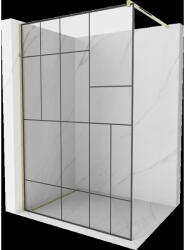 Mexen Kioto zuhanyfal 140 x 200 cm, Átlátszó/Fekete minta 8 mm, Arany - 800-140-101-50-78 (800-140-101-50-78)