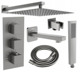 Mexen Cube DR02 beépíthetó kád-zuhany készlet fejzuhannyal 30 cm, Sötétszürke - 77503DR0230-66 (77503DR0230-66)