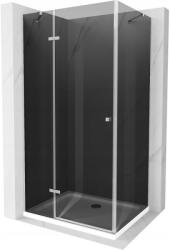 Mexen Roma nyílóajtós zuhanykabin 100 x 110 cm, Sötétszürke, Króm + zuhanytálca Flat, Fehér - 854-100-110-01-40-4010 (854-100-110-01-40-4010)