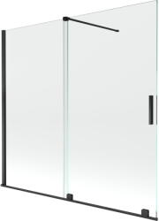 Mexen Velar 2 szárnyas kádparaván mozgatható 170 x 150 cm, Átlátszó, Fekete - 896-170-000-01-70 (896-170-000-01-70)