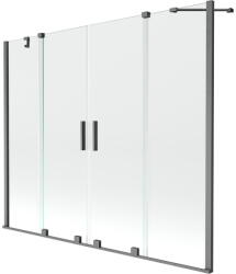 Mexen Velar Duo 2 szárnyas kádparaván mozgatható 180 x 150 cm, Átlátszó, szálcsiszolt gun gray - 896-180-000-02-66 (896-180-000-02-66)